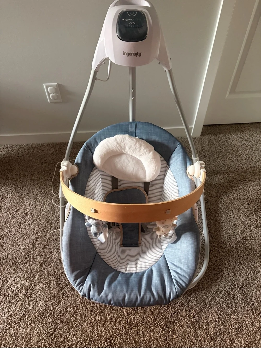 Ingenuity Blue Baby Swing with Toy Bar